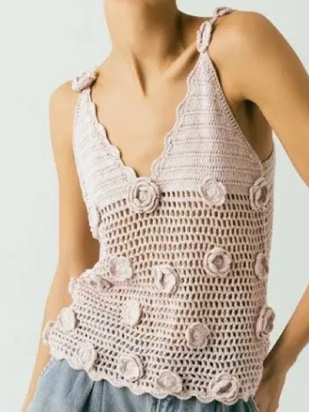 BLANKNYC Crochet Floral Tank in Light Pink